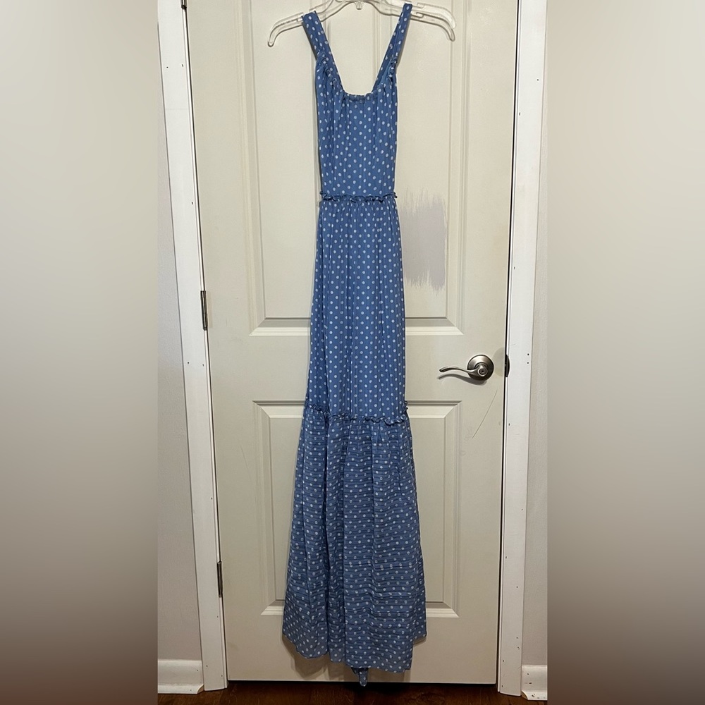 NWT Jonathan Simkhai Blue with White Polka Dots Dress